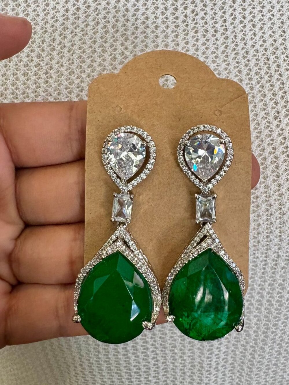 Faux Emerald Earrings Stud